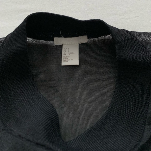 Women’s Sheer Black Mockneck Blouse with Bell Sleeves - Picture 5 of 6